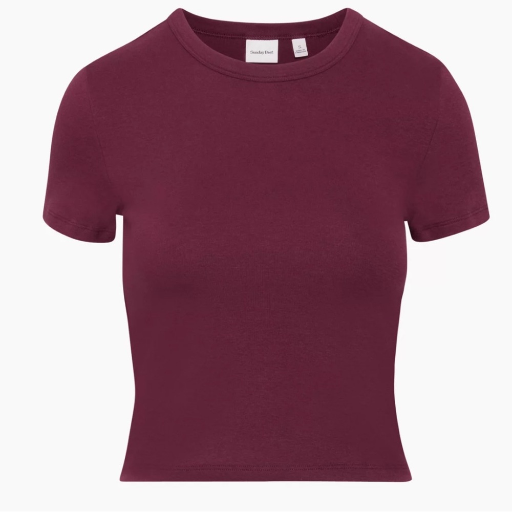 Sunday Best Little Ribbed T-Shirt in Maroon